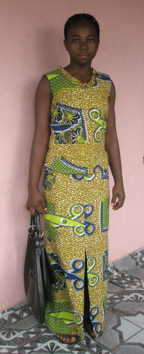 Scissors are featured on Yaa Ketewa's dress.